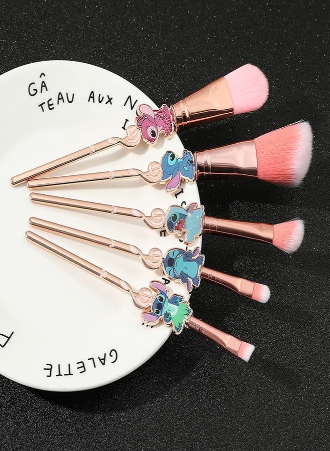 Wechip Cute Cartoon Girl-Themed 5-Piece Makeup Brush Set – Premium Synthetic Bristles for Foundation, Blending, Face Powder, Blush, Concealer & Eye Shadow - Image 4